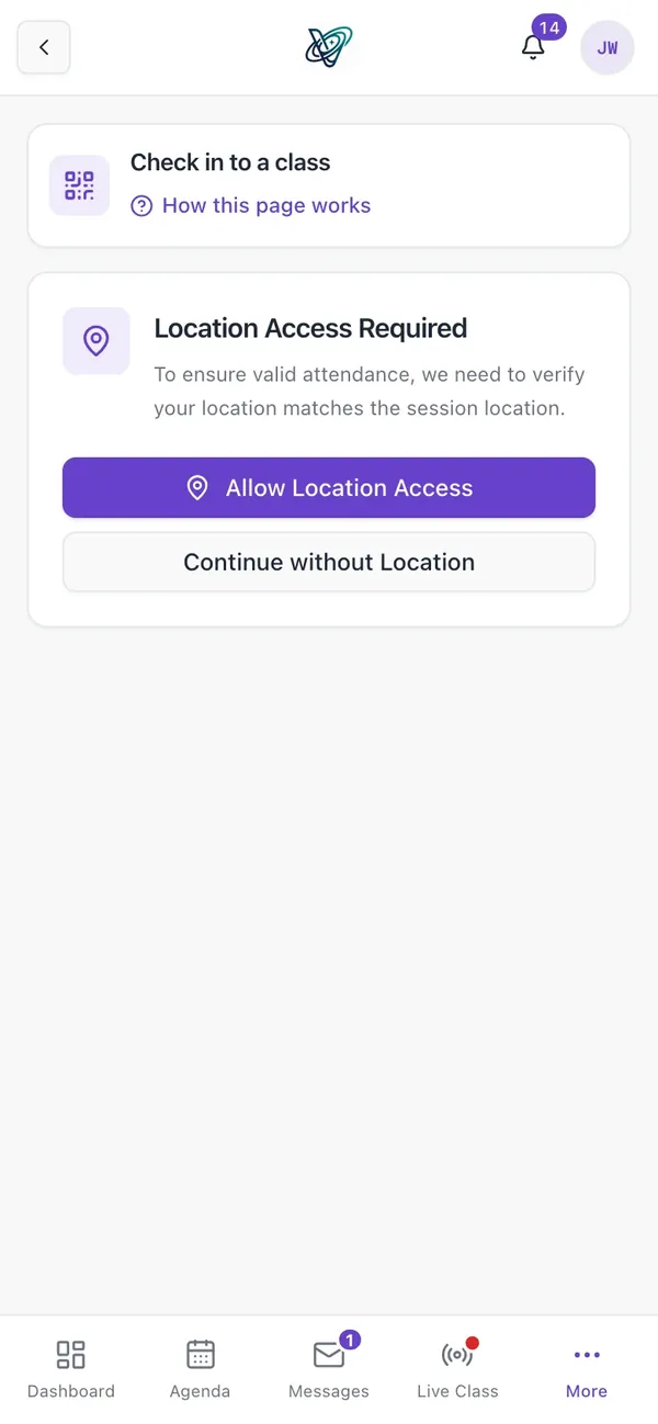 Scanning the code, with a request for location access